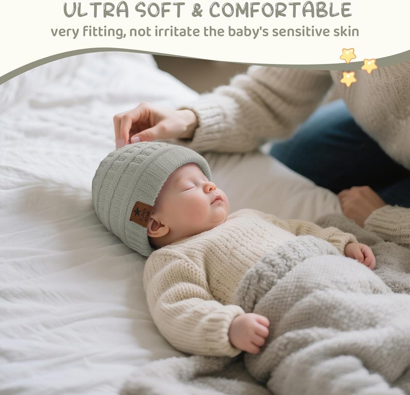 Durio Unisex Baby Beanie - Soft & Warm Knit Toddler Winter Hat, Stretchy Cap Fit for Infant to Toddler Girl Boy (6-36 Months) - Image 3
